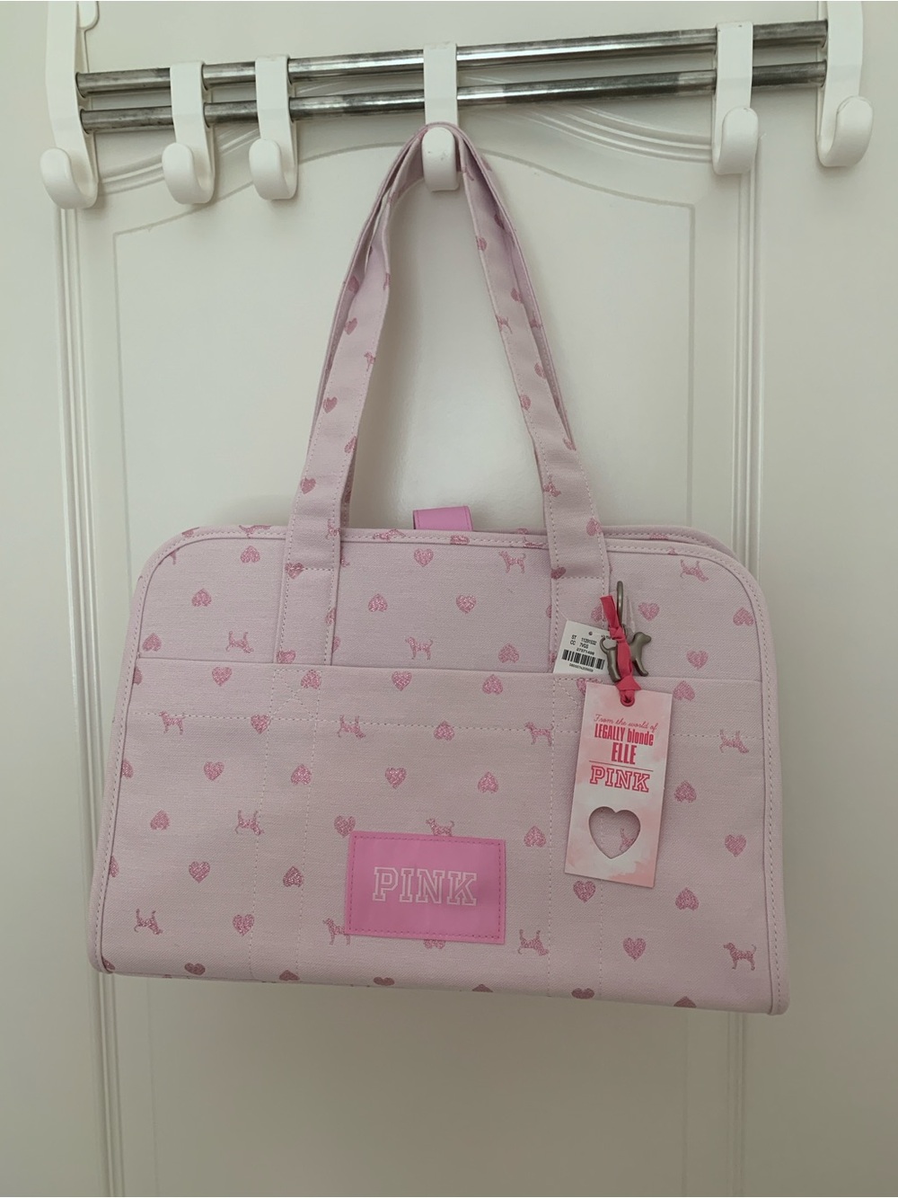 VS PINK Elle Legally Blonde Jacquard Dog Carrier Tote Bag Pink NWT